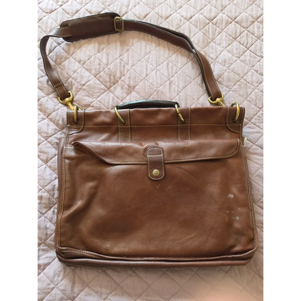 Willis & Geiger VTG Heritage Preppy Officecore Brown Leather Pockets Briefcase